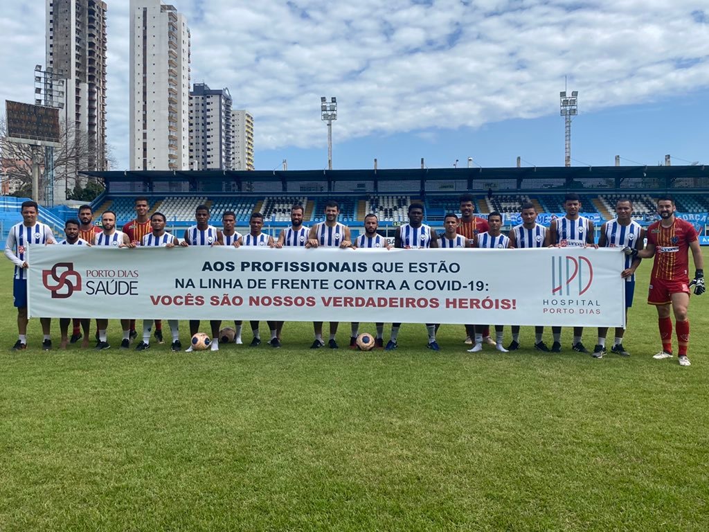 Paysandu realiza testes para covid em elenco e presta homenagem a profissionais de saúde.